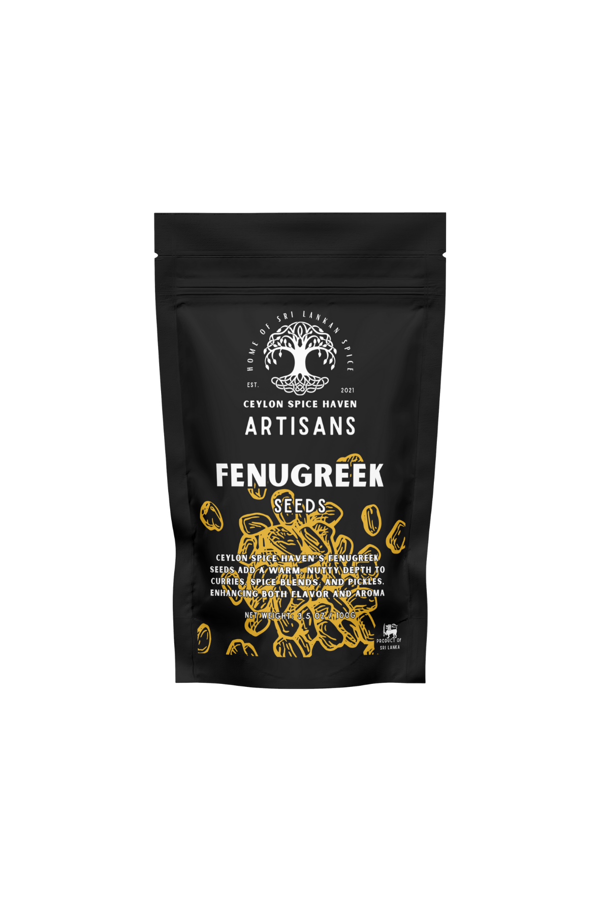 Black Peppercorn Front Mockup Whole Fenugreek Seeds – 100g