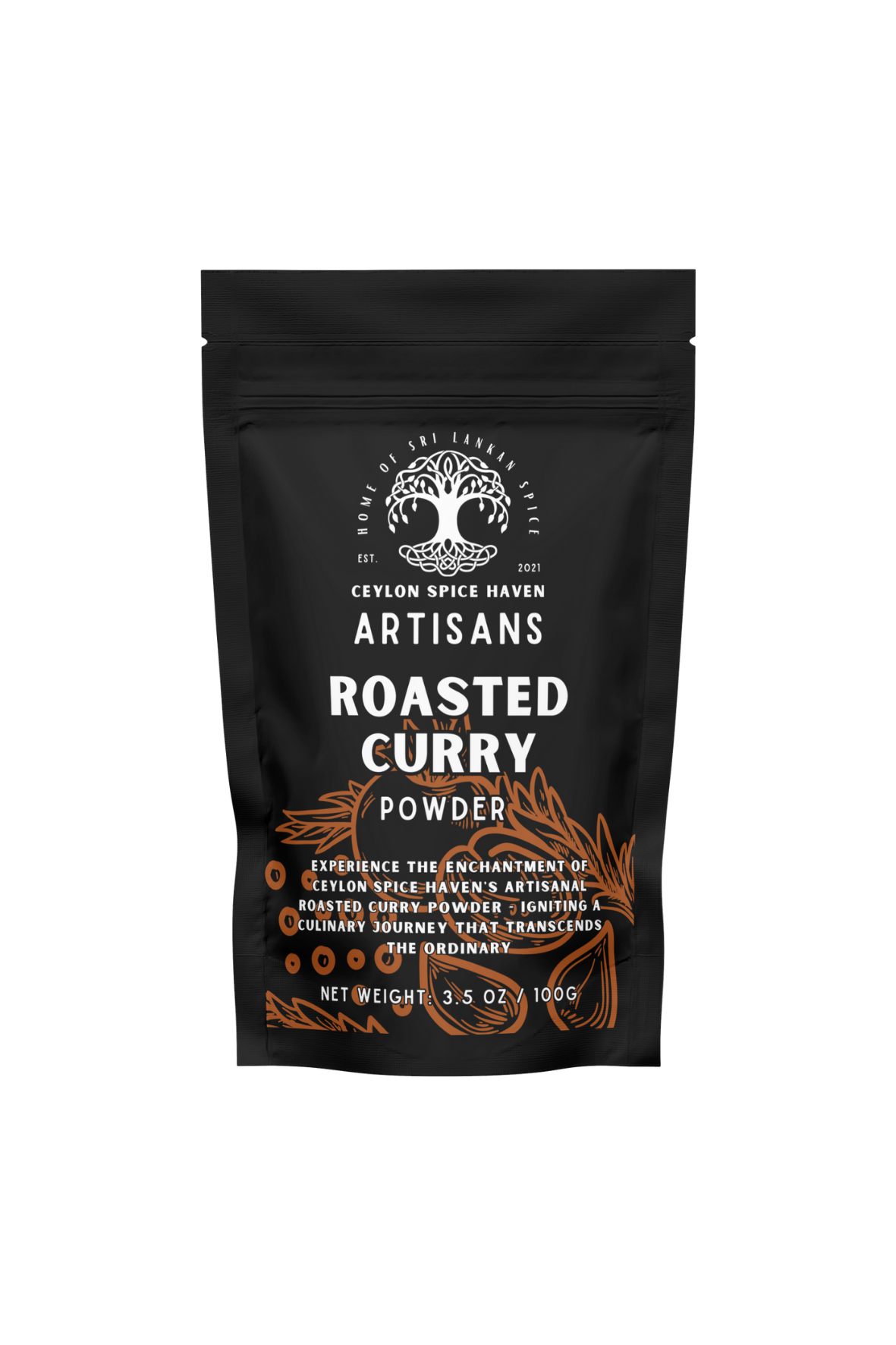 Jaffna Curry Blend Front Mockup 9 Roasted Curry Powder – 100g